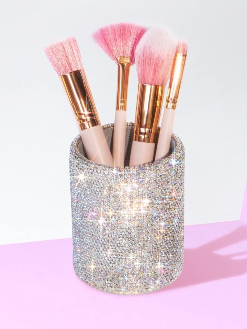 Bling Rhinestone Pen Holder – Makeup Brush Organizer Cup, Desk Vanity Decor